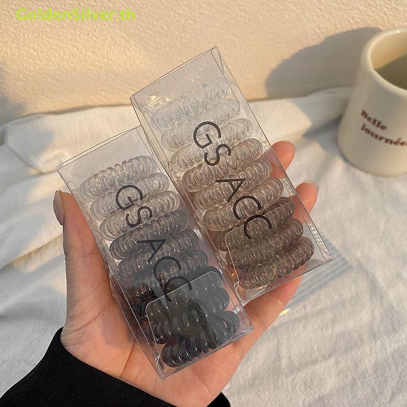 Goldensilver 9 ชิ้น/เซ็ตผมผูกสีสันพลาสติกยางรัดผมยางสายโทรศัพท์ Scrunchies อุปกรณ์เสริมผม Headwear TH - รูปที่ 3