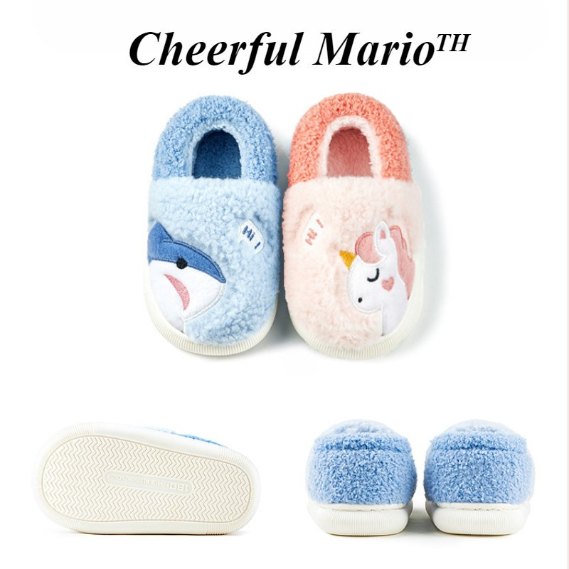 Cheerful Mario 14-22ซม รองเท้าแตะปลาฉลามเด็ก น่ารัก พิมพ์ลาย แตะยูนิคอร์นเด็ก อุ