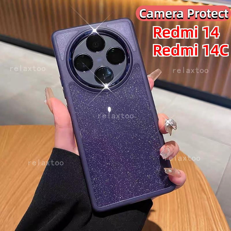 Redmi14c 2024 Bling GlitterปลอกสําหรับRedmi 14C 14 C Redmi14C 4G 5Gซิลิโคนอ่อนนุ่มโปร่งใสเคสโทรศัพท์กันกระแทกพร้อมเลนส์กล้องป้องกันปกหลัง
