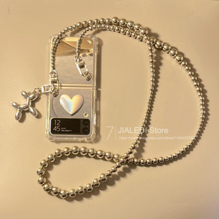 SAMSUNG Luken ลูกปัดเงินCrossbody Lanyard Loveกระจกเคสโทรศัพ…