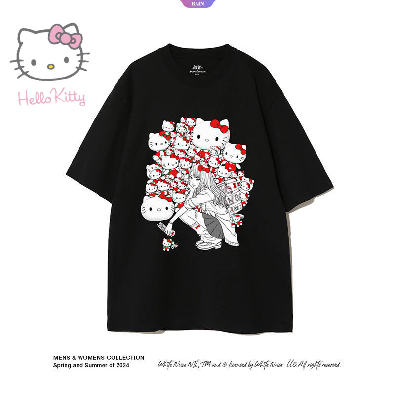 Sanrio Hello Kitty Junji Ito Tomie Linkage ผู้ชายและผู้หญิงรองแขนสั้น [RAIN]
