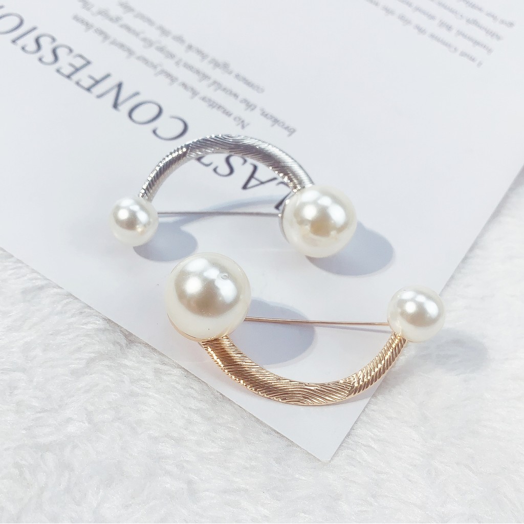 ญี่ปุ่นเกาหลี Simple Alloy u-Shaped Pearl คาร์ดิแกน Anti-Exposure เข็มกลัดเสื้อผ้าแคบ-เอวอุปกรณ์เสริม