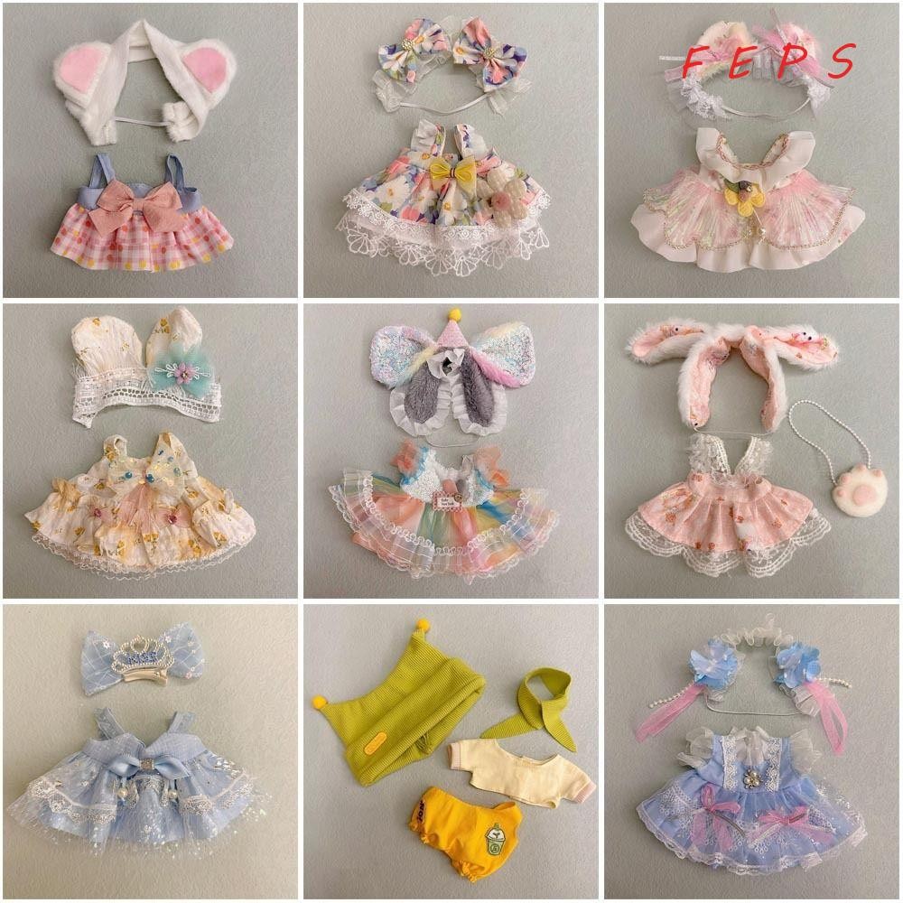 เสื้อผ้าตุ๊กตา FEPS, อุปกรณ์เสริมชุดหมวกหลากสี, ชุดทดแทนของขวัญ Play House 20CM Hairband Suspender Cotton ตุ๊กตา