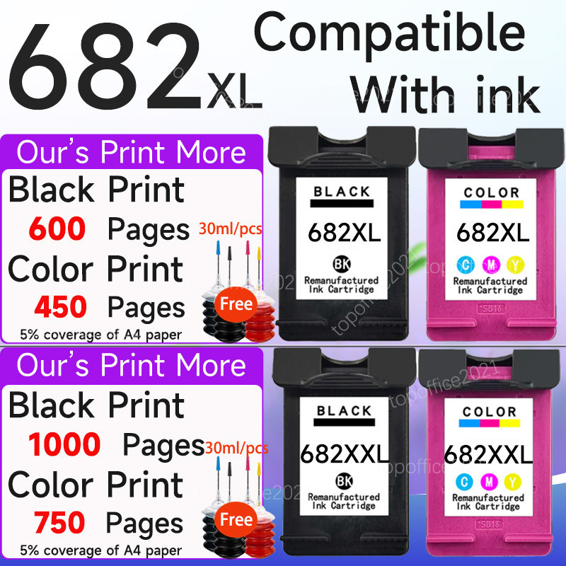 สําหรับ HP 682 หมึก HP 682XL ตลับหมึกสําหรับ HP 1216/2336/2775/2776/2777/2778/27779