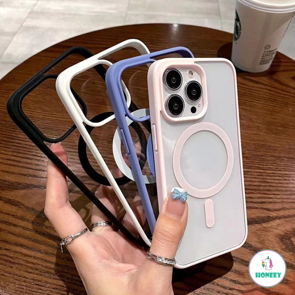 เคส IPhone โปร่งใสแม่เหล็กเข้ากันได้สําหรับชาร์จไร้สาย IPhone 16 11 14 15 Pro Max 13 Pro Max 12 อะคริลิคฝาครอบโทรศัพท์มือถือด้านหลัง