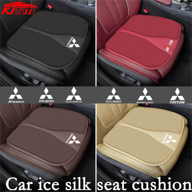 1 PC รถที่นั่ง Breathable Cool ผ้าไหมน้ําแข็งด้านหน้าด้านหลังที่นั่ง Anti-slip เบาะรองนั่งสําหรับ Mitsubishi Ralliart Mirage Triton Xpander Lancer ASX Outlander Attrage Pajero