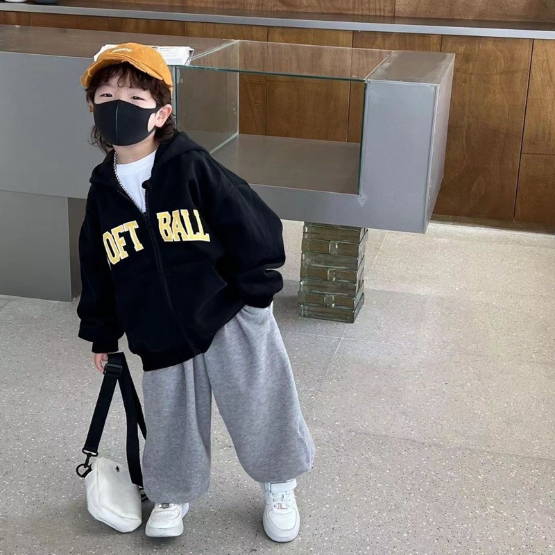 SOS ส่งไวใน24ชม เสื้อแขนยาวเด็ก(3-14ขวบ) สกรีนลาย SOFT BALL เเฟชั่นเกาหลี ผ้าหนาหนุ่ม สำหรับหน้าหนาว SL5