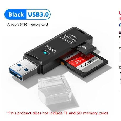 CARD READER 3.0 2in1 ตัวอ่านเมมโมรี่การ์ด USB 3.0 อ่านได้ทั้ง SD Card, Micro SD พร้อมไฟสถานะสีฟ้า ร้านคนไทย ส่งของไว
