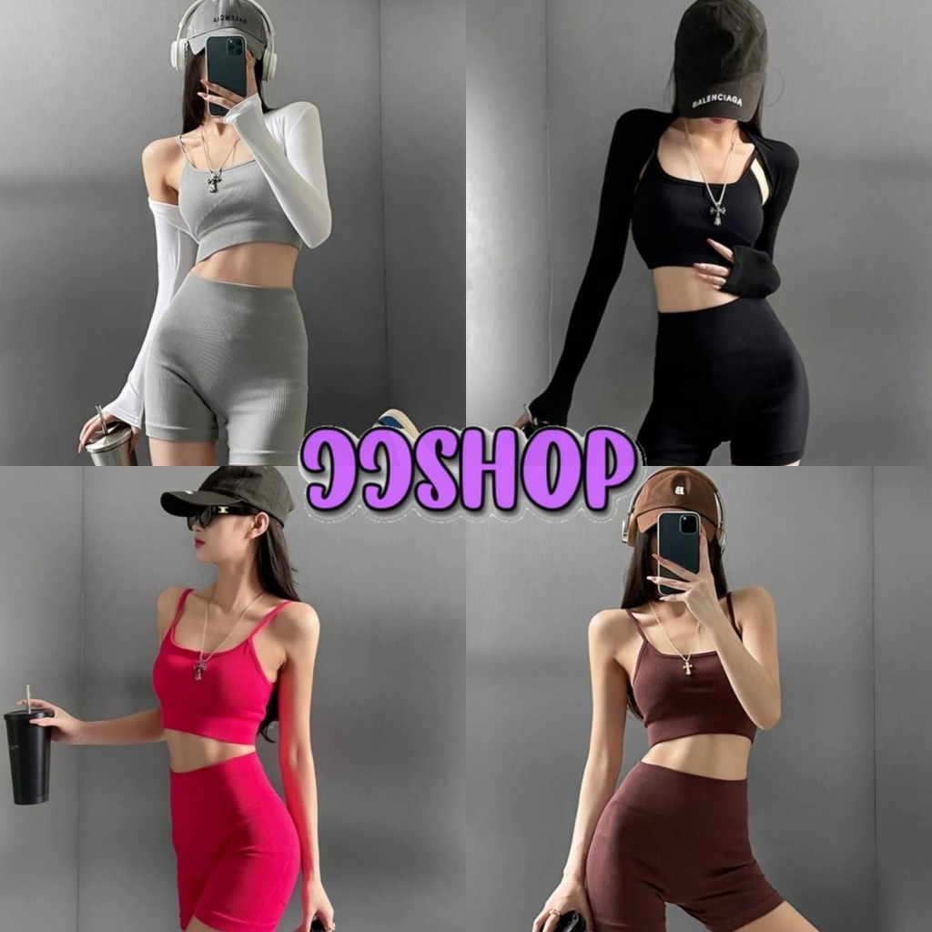 JJ Shop​ ​พร้อมส่ง ชุดออกกําลังกายผู้หญิงน่ารักสุดๆ สปอร์ตบรา กางเกงขาสั้น ชุดโยคะ ชุดเซทสปอร์ตบราผู้หญิง "FY7581"