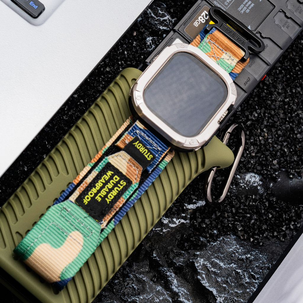 สายรัดไนลอน + TPU เคส PC เข้ากันได้กับ Apple Watch Ultra 49 มม. 45 มม. 44 มม. 41 มม. 40 ม. iWatch Series 9 8 7 6 5 4 se