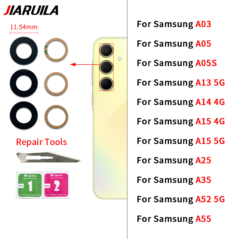 กระจกเลนส์กล้องหลังพร้อมกาวซ่อม สำหรับ Samsung A03 A05 A05S A13 A14 4G A15 A25 A35 A52 A55 5G