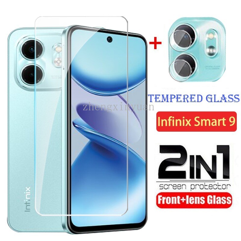 กระจกนิรภัยสําหรับ Infinix Smart 10 9 4G 5G 2024 ป้องกันหน้าจอสําหรับ InfinixSmart10 InfinixSmart10Plus InfinixSmart10 + InfinixSmart9 Smart9 เลนส์กล้องใสป้องกันฟิล์มด้านหน้า