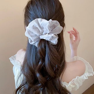 DREJEW เดรช สไตล์ใหม่ผูกผมตาข่ายฟองลําไส้ใหญ่ผูกผมสีทึบที่เรียบง่ายสาวผมเชือกคาดศีรษะ