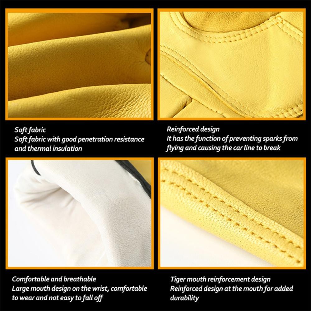 [Local Delivery]🚛1 คู่สวมใส่ Cowhide ถุงมือทํางานหนังคนงานทํางานถุงมือเชื่อมถุงมือป้องกันความปลอดภัยสําหรับ Gardenning ทํางาน G8T1[OVSA] - รูปที่ 6
