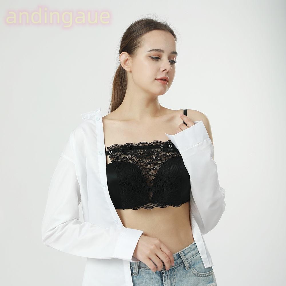 Andin Bra, ห่อหน้าอก Anti-Exposur คลิปที่มองไม่เห็น, แฟชั่น Cover Up Cleavage Clip-on Lace Tube Top Womens