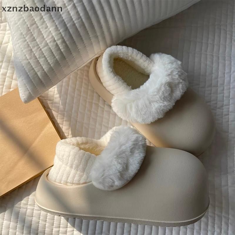 รองเท้าแตะขนฟูผู้หญิง/ผู้ชาย ส้นห่อ กันลื่น ถอดซับในได้ (PVC) สวมใส่สบาย