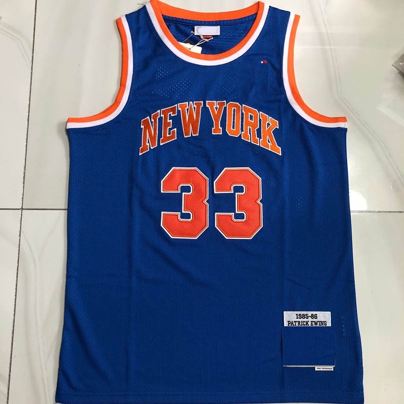 เสื้อปักเต็ม Knicks No.33 Ewing เสื้อบาสเก็ตบอลพร้อมโลโก้