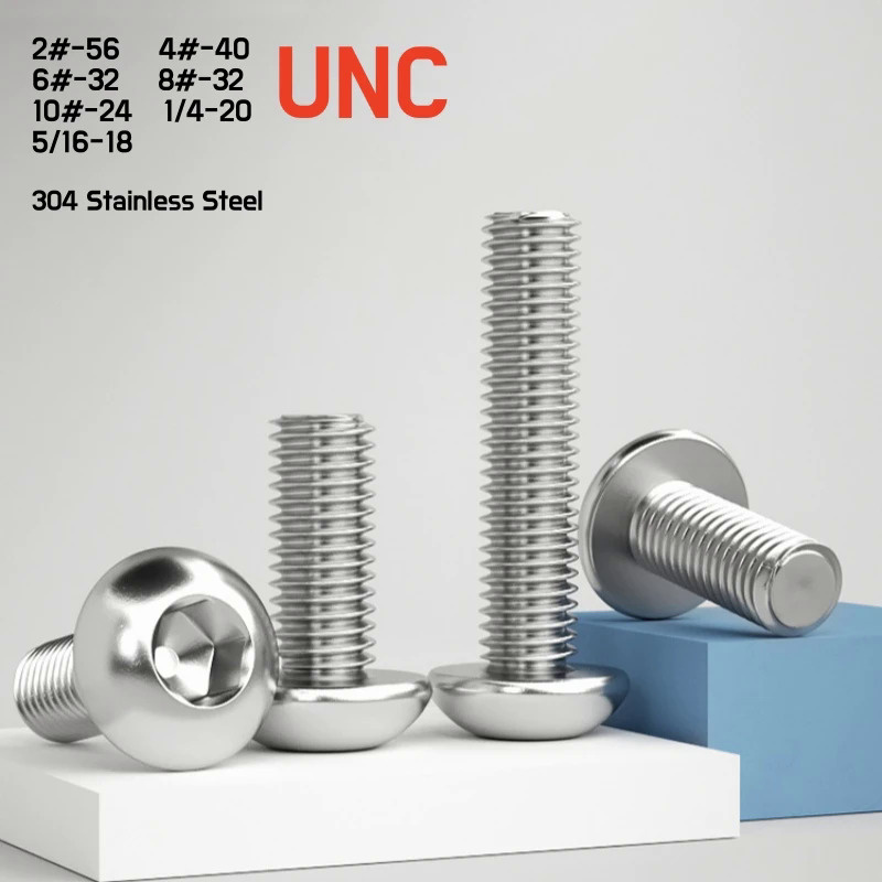 3~50pcs UNC 2#-56 4#-40 6#-32 8#-32 10#-24 1/4-20 5/16-18 Button Round Head Hexagon Hex Socket Screw