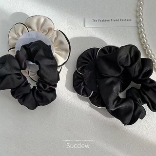 ฝรั่งเศส Elegant Camellia ดอกไม้ Scrunchy แหวนผมแฟชั่น Niche All-Match ต่ําหางม้าเชือกผมความยืดหยุ่นสูงหรูหราอุปกรณ์เสริมผม