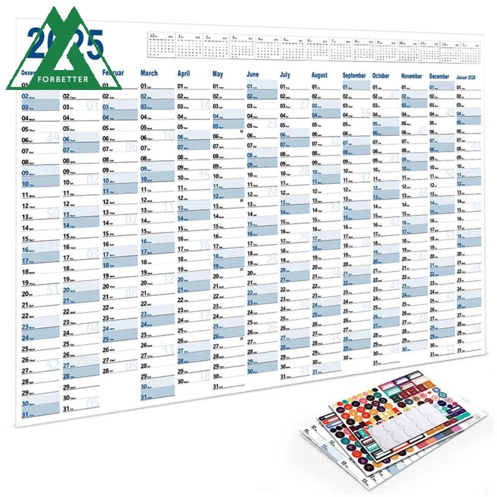 Forbetter 2025 Wall Calendar Planner กําหนดการวางแผน 2025 ปฏิทินแขวนผนัง เรียบง่ายทํารายการ 365 วัน Memo Pad Plan Check List Sheet นักเรียน