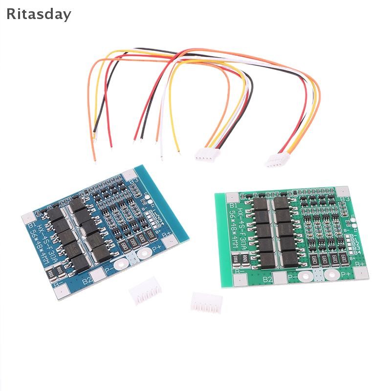Ritasday แบตเตอรี่ลิเธียมอิเล็กทรอนิกส์ป้องกัน 4 Series 12.8V 14.8V 18650 ลิเธียมป้องกันบอร์ดสามารถเริ่มต้นเจาะ 30A ปัจจุบันใหม่