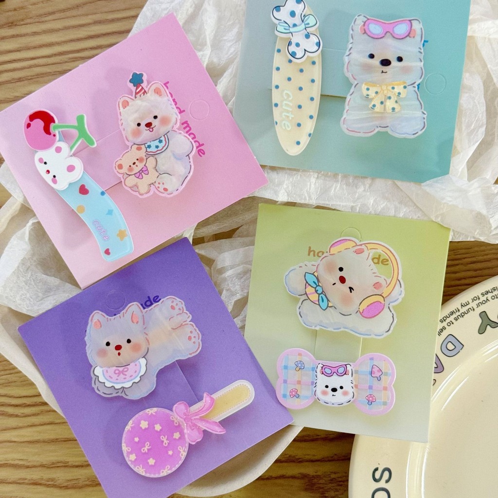 พร้อมส่ง B066 ราคา1คู่ กิ๊บติดผมลูกสุนัข ลายการ์ตูน เครื่องประดับผม