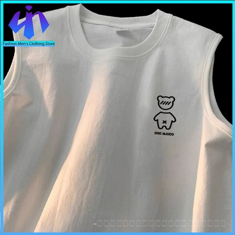 (THสปอต )เสื้อกล้าม VIBE เสื้อกล้ามผู้ชายสไตล์อเมริกัน INS เสื้อยืดแขนกุดใส่เล่นกีฬาสีล้วนแมทช์ลุคง่ายสำหรับฤดูร้อน