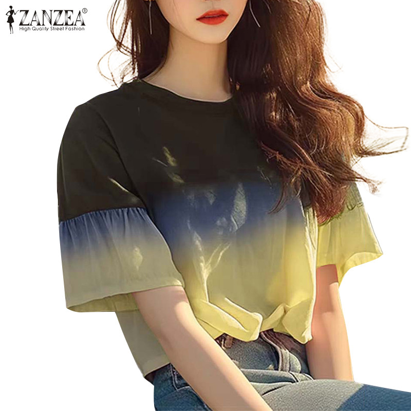 Zanzea เสื้อยืดแขนบานแฟชั่นเกาหลีสําหรับผู้หญิง