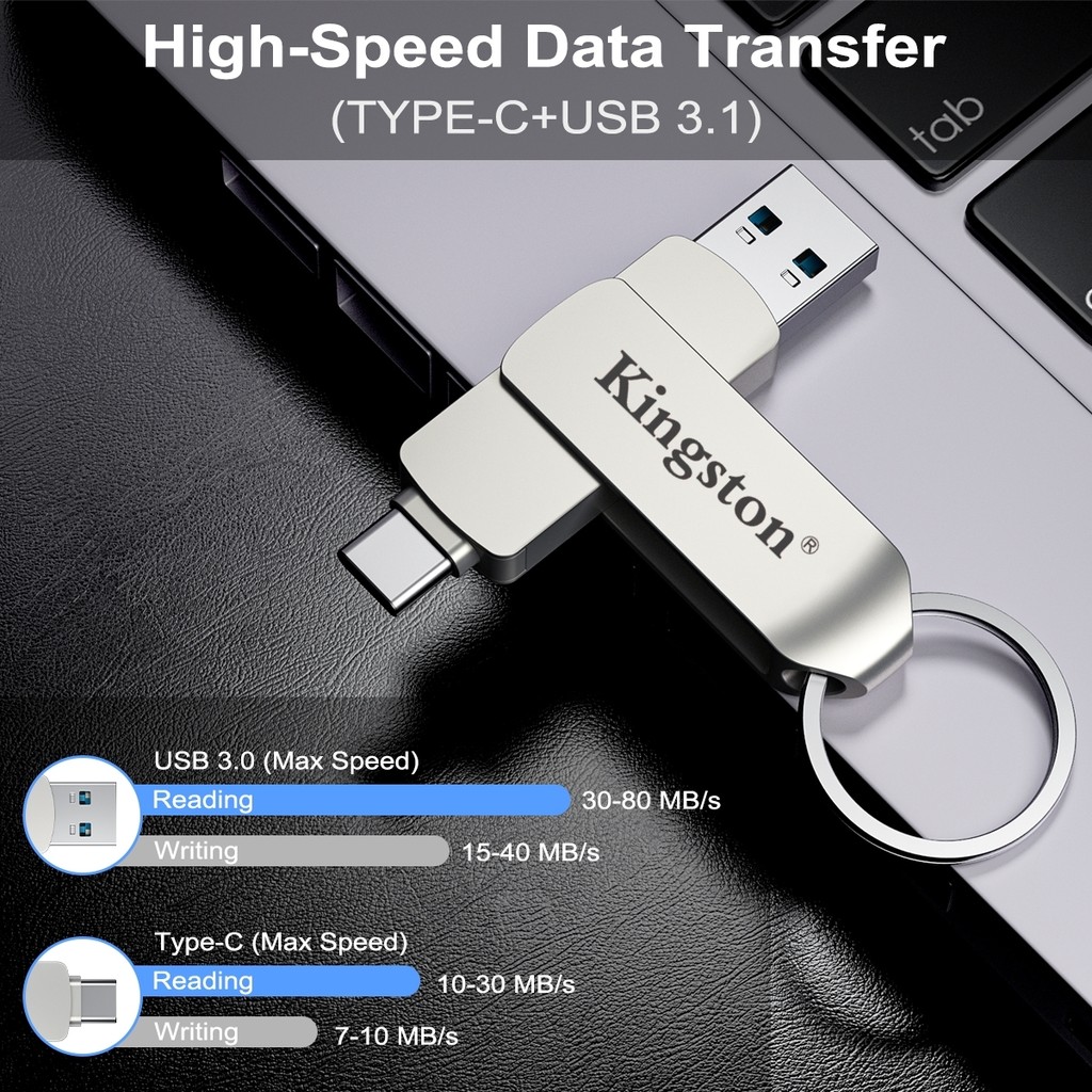 แฟลชไดรฟ์ USB OTG ของ Kingston Type-C 1TB 2TB แฟลชไดรฟ์ USB ความเร็วสูง OTG ไดรฟ์ปากการองรับ iPhone15/16