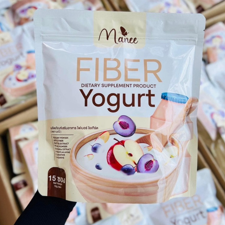 Fiber Yogurt ไฟเบอร์โยเกิร์ต แบรนด์ มณี Manee มดซี่ พุงยุบ ช่วยระบบขับถ่าย Fiber