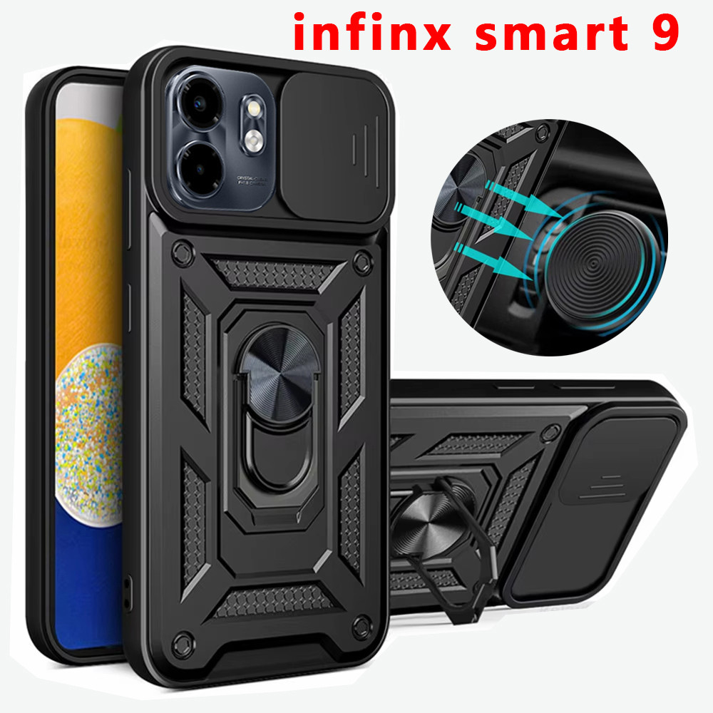 ปลอกสําหรับ Infinix Smart 9 10 20 Smart9 ร้อน 50i 4G 5G 2026 สไลด์กล้องเลนส์ป้องกันกรณีสําหรับ smart20 Hot50i smart10 10plus เกราะกันกระแทกฝาครอบโทรศัพท์ผู้ถือรถแม่เหล็ก