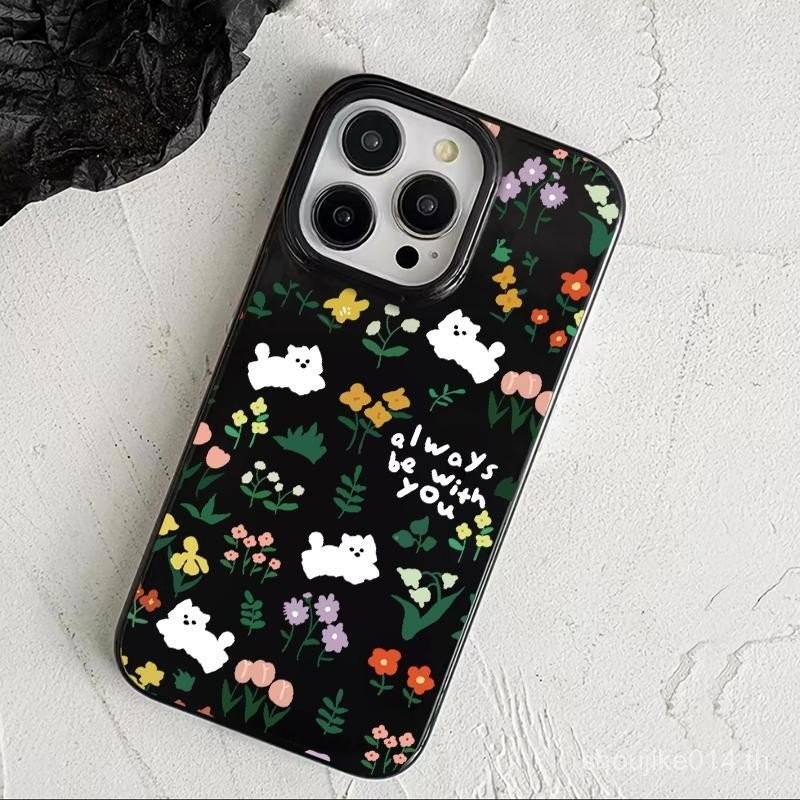 ฤดูร้อนลายดอกไม้สุนัขเหมาะสำหรับ iphone15/14PROMAX โทรศัพท์มือถือเปลือกเยลลี่11แอปเปิ้ล13/12รูใหญ่ XR