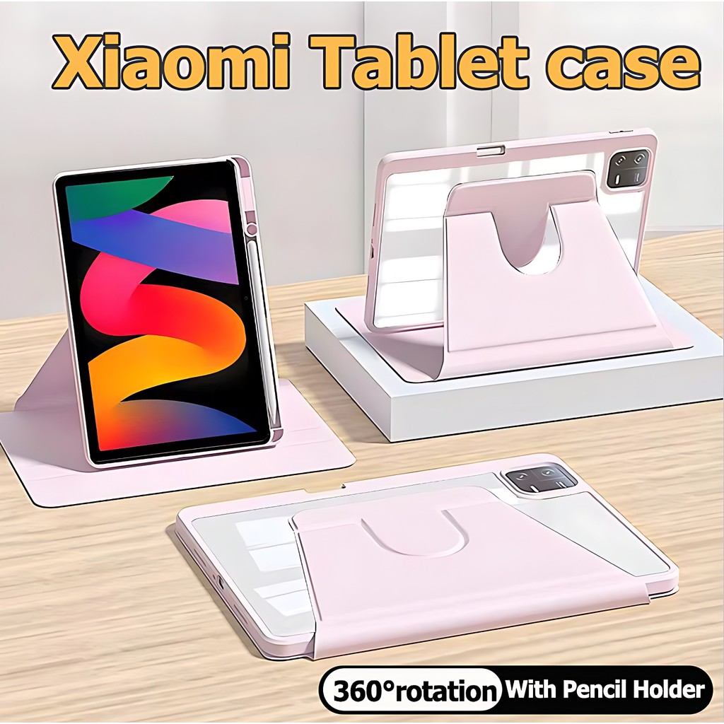 เคสแท็บเล็ต Xiaomi สําหรับ Xiaomi Pad 5 6 เสี่ยวมี่ แพด 6 5 Pro 11inch 2023 Mi Pad 6s แฟชั่น 360° เคสอะคริลิคใส ฝาพับ แบบเต็ม หมุนได้ เคส Xiaomi