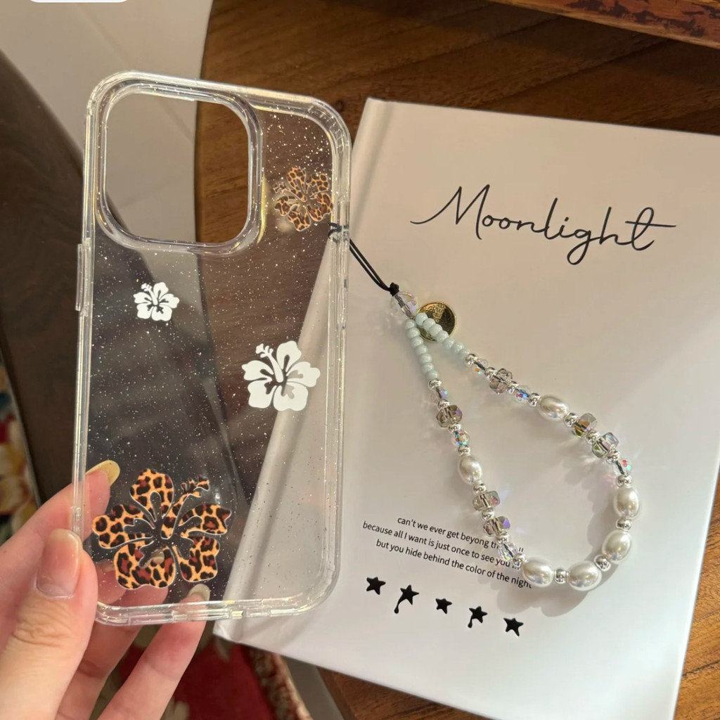 ดอกไม้พิมพ์ลายเสือดาวแวววาวเหมาะสําหรับ Apple 16/15promax เคสโทรศัพท์ 14/13/12 รูขนาดใหญ่ XR/XS เคสนิ่ม 7plus เคสโทรศัพท์