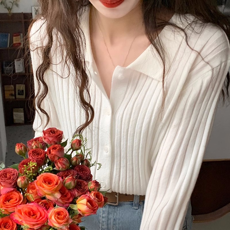 C&m เสื้อสเวตเตอร์ปกโปโลอ่อนโยนของผู้หญิงฤดูใบไม้ร่วงและฤดูหนาวใหม่