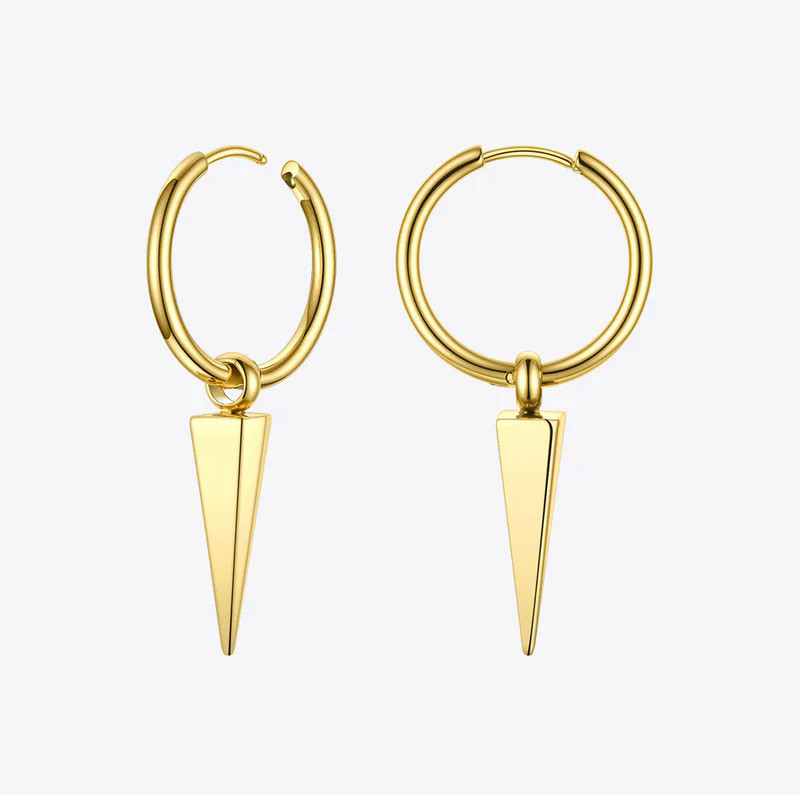 ENFASHION Pyramid Spike Drop Earrings For Women Gold Color Geometric Earings Stainless Steel Fashion