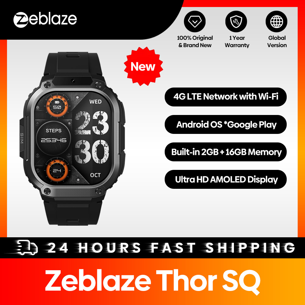 ใหม่ Zeblaze Thor SQ 4G Android สมาร์ทวอท์ช 2.13 "หน้าจอ AMOLED Google Play 2GB + 16GB กล้องหน้า Google แผนที่ Smartwatch สําหรับชาย