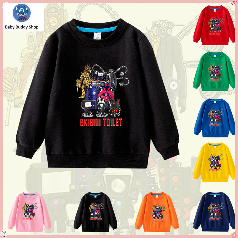 เด็กเสื้อแขนยาว SKIBIDI TOILET การ์ตูนเสื้อกันหนาวผ้าฝ้ายสําหรับชาย NW057