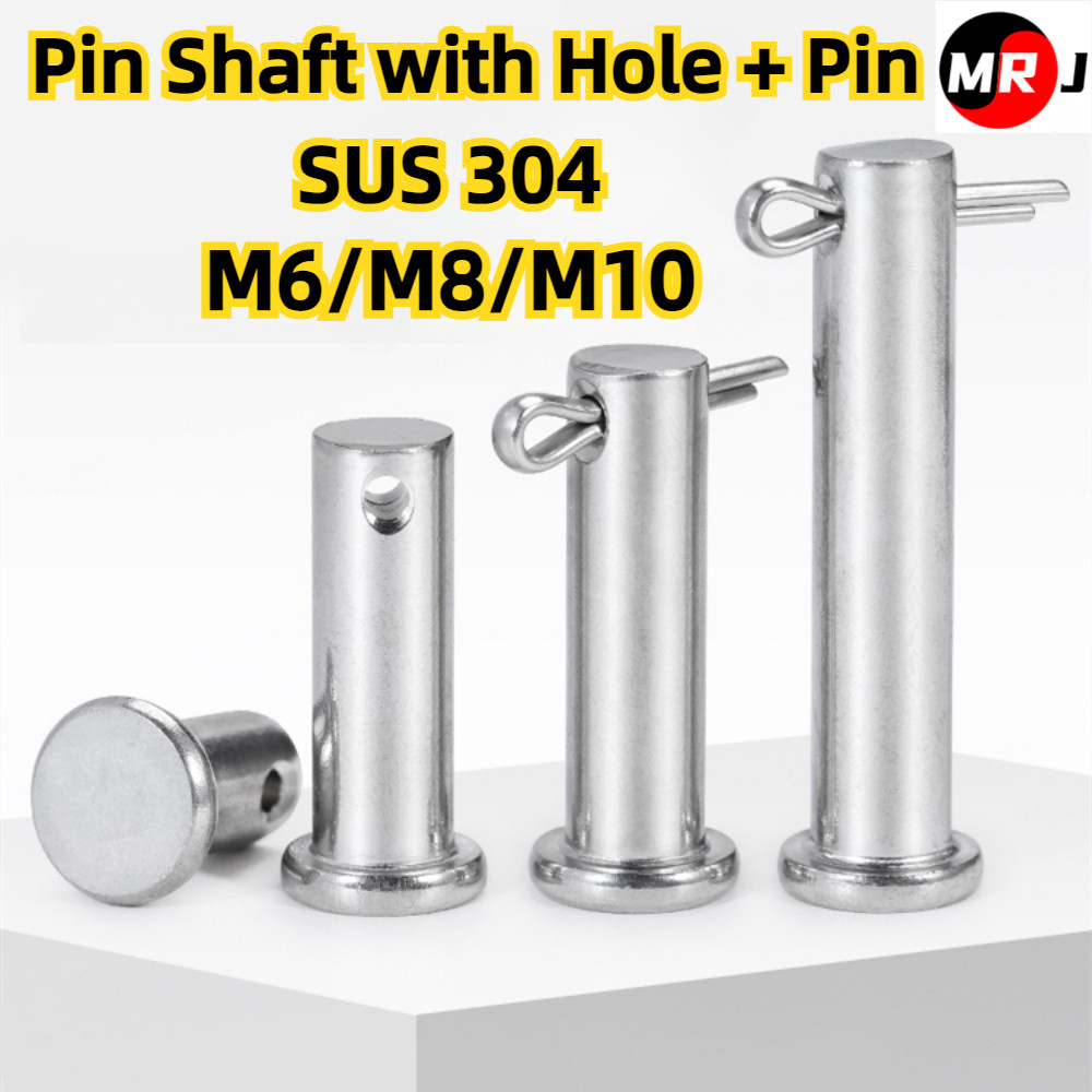 [MRJ] สแตนเลส 304 หัวแบนพร้อมรูพินเพลาทรงกระบอกพร้อมรูพินเล็บ M6/M8/M10 Pin ตําแหน่ง Pin