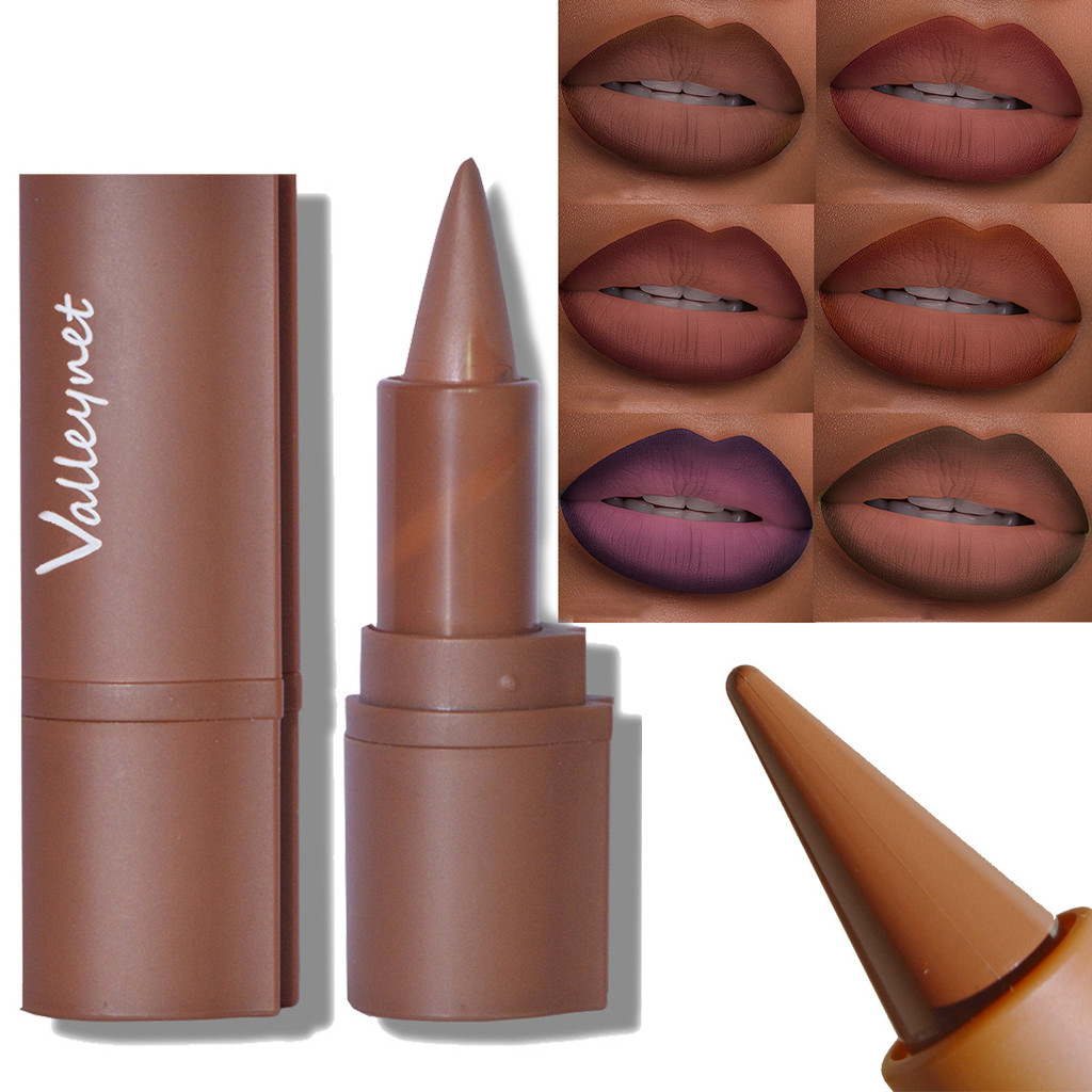 6 สี 2-in-1 Matte Velvet ลิปสติกและ Lip Liner Matte Lipliner Nude ลิปสติกสีแดงปากกา Lip Liner Contour ดินสอติดทนนานสีสัน Pigments Lip Crayon แต่งหน้าเครื่องสําอาง