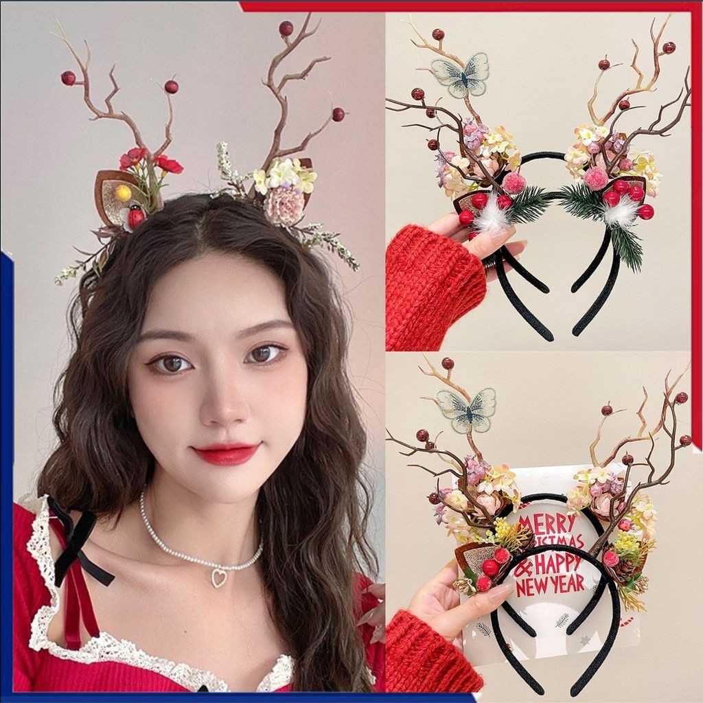 คริสต์มาสไฟ LED Antler แถบคาดศีรษะน่ารักเรืองแสง Elf Elk ผม Hoop เครื่องประดับผม Christmas Party บรรยากาศตกแต่ง