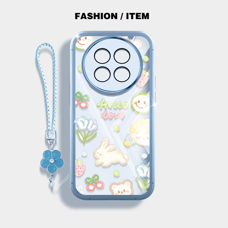 น่ารักการ์ตูนเคสโทรศัพท์สําหรับoppo Realme 13 4G 5G Realme 13 + 5G Realme 13 Pro Plus 5G Realme 13 Pro + 5Gปลอกโปร่งใสฝาครอบป้องกันดอกไม้เชือกแขวน