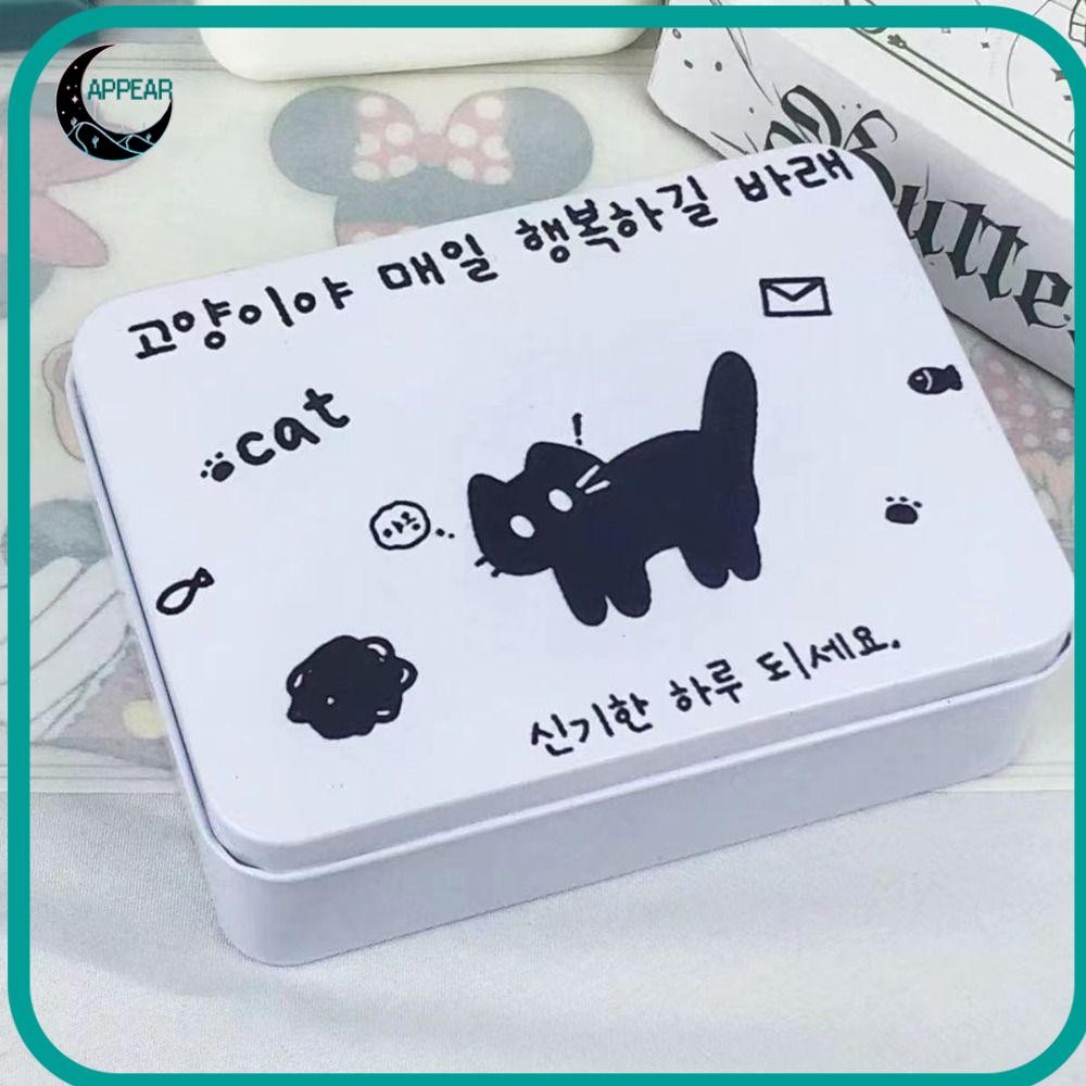 Appear กล่องเหล็กเก็บของ,การ์ตูนKpop Photocardsสติกเกอร์เทปกล่องเก็บ,กล่องเก็บการ์ดขนาดเล็กความจุขนาดใหญ่เครื่องเขียนโรงเรียนอุปกรณ์สํานักงาน