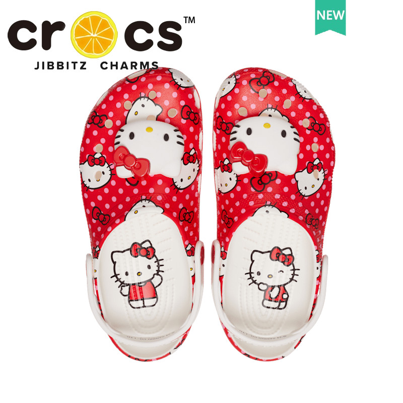 รองเท้า cross แท้  Hello Kitty Red Classic Clog ร้องเท้าหัวโต กันลื่นรองเท้า#210575
