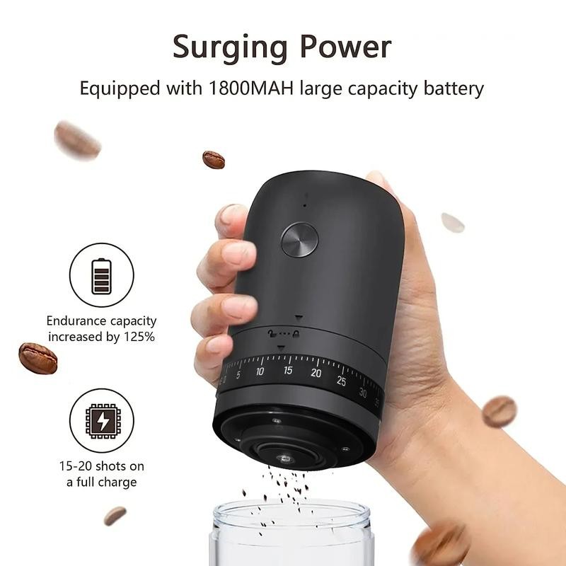 เครื่องบดกาแฟไฟฟ้า มาใหม่ มืออาชีพ ปรับภายนอกได้ เครื่องบดถั่ว แบบพกพา Electric coffee grinder 1800mAh ชาร์จUSB Type-C รูปที่ 3