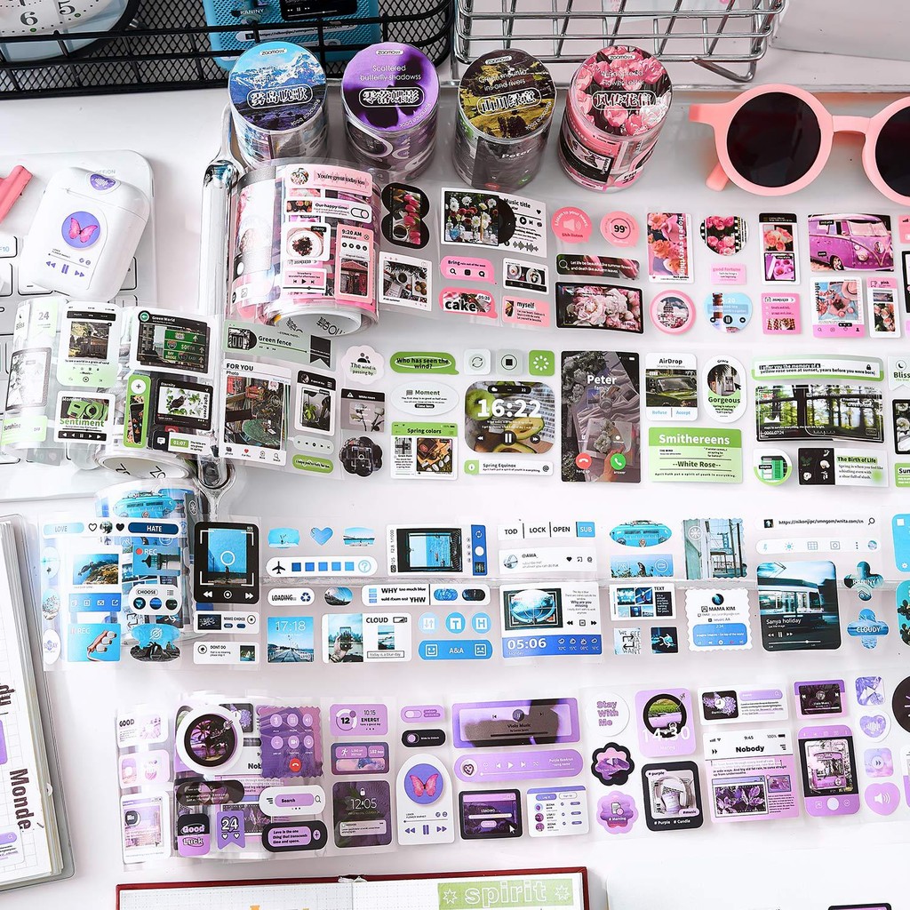 Journamm 60 มม.* 2 M Ins สไตล์ Self-กาวสติกเกอร์เทปตกแต่ง Junk Journal DIY Scrapbooking โรงเรียนอุปกรณ์ Collage เครื่องเขียนเทป