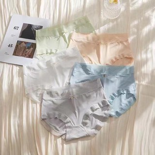 #304 กางเกงชั้นในผู้หญิง แต่งโบว์ ลูกไม้ สีพื้น สไตล์ลำลอง