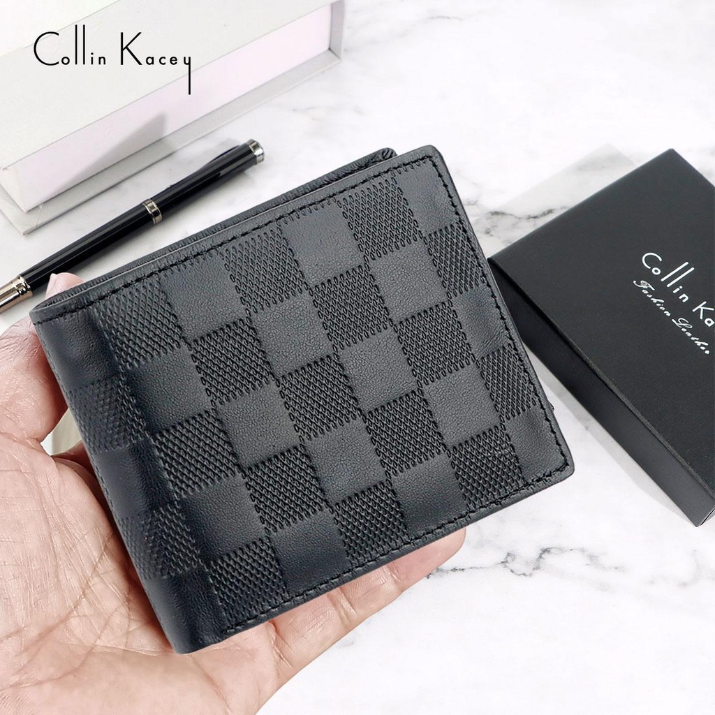 Collin Kacey GD1 แฟชั่นลายสก๊อต กระเป๋าสตางค์ผู้ชาย กระเป๋าสตางค์ใบสั้น โมเดิร์นมินิมอล Short wallet