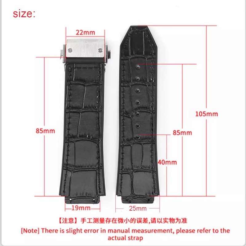 19x25 มม.สายนาฬิกาหนังแท้สําหรับ HUBLOT Big Bang เปลี่ยนสร้อยข้อมือกันน้ําซิลิโคนนุ่มสาย 22 มม.พับหัวเข็มขัดผู้ชายผู้หญิงนาฬิกาอุปกรณ์เสริม