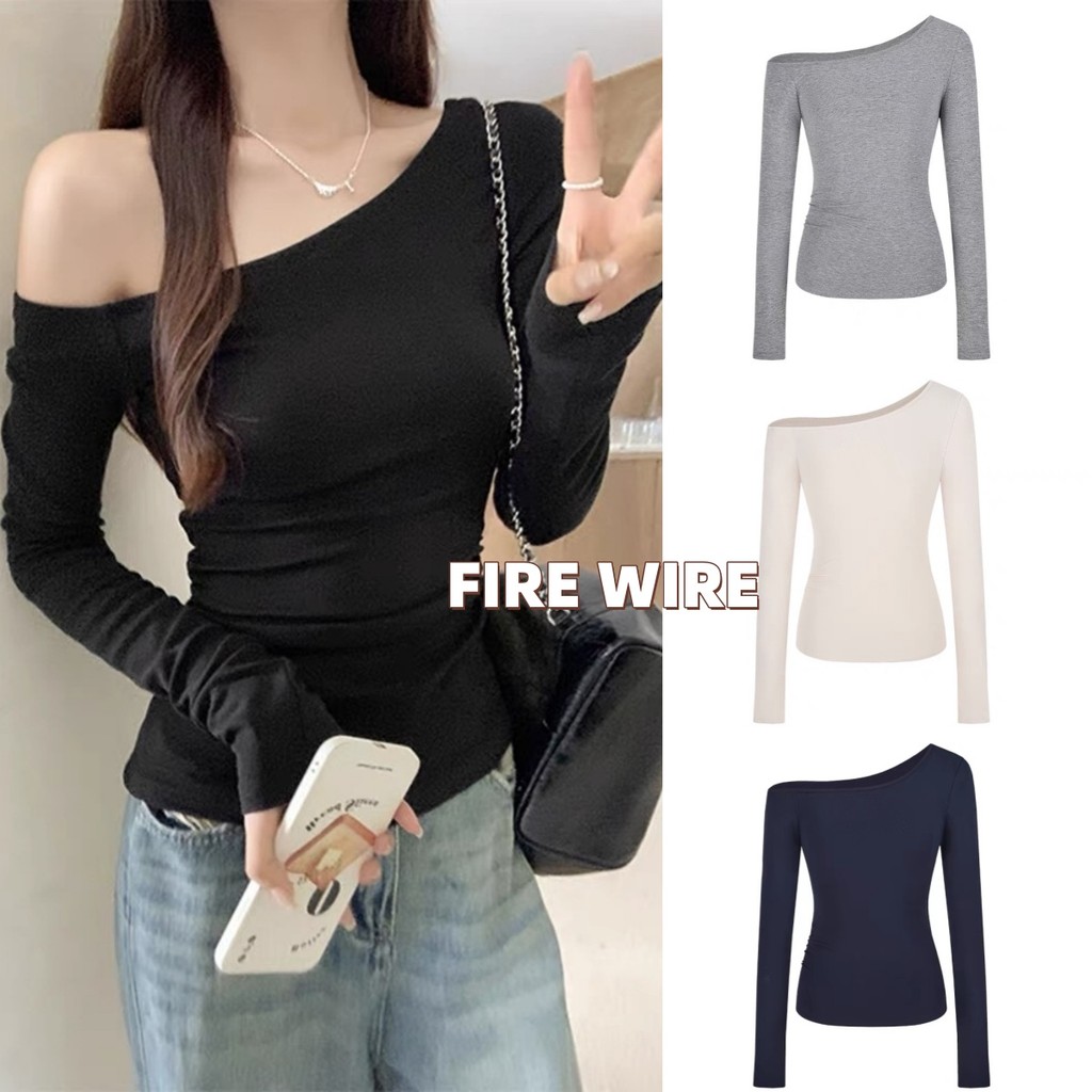 Firewire🔥พร้อมส่ง🔥 เสื้อเปิดไหล่แขนยาว ผ้านิ่มทิ้งตัว ยืดตามตัว สวมใส่สบาย(FY789)